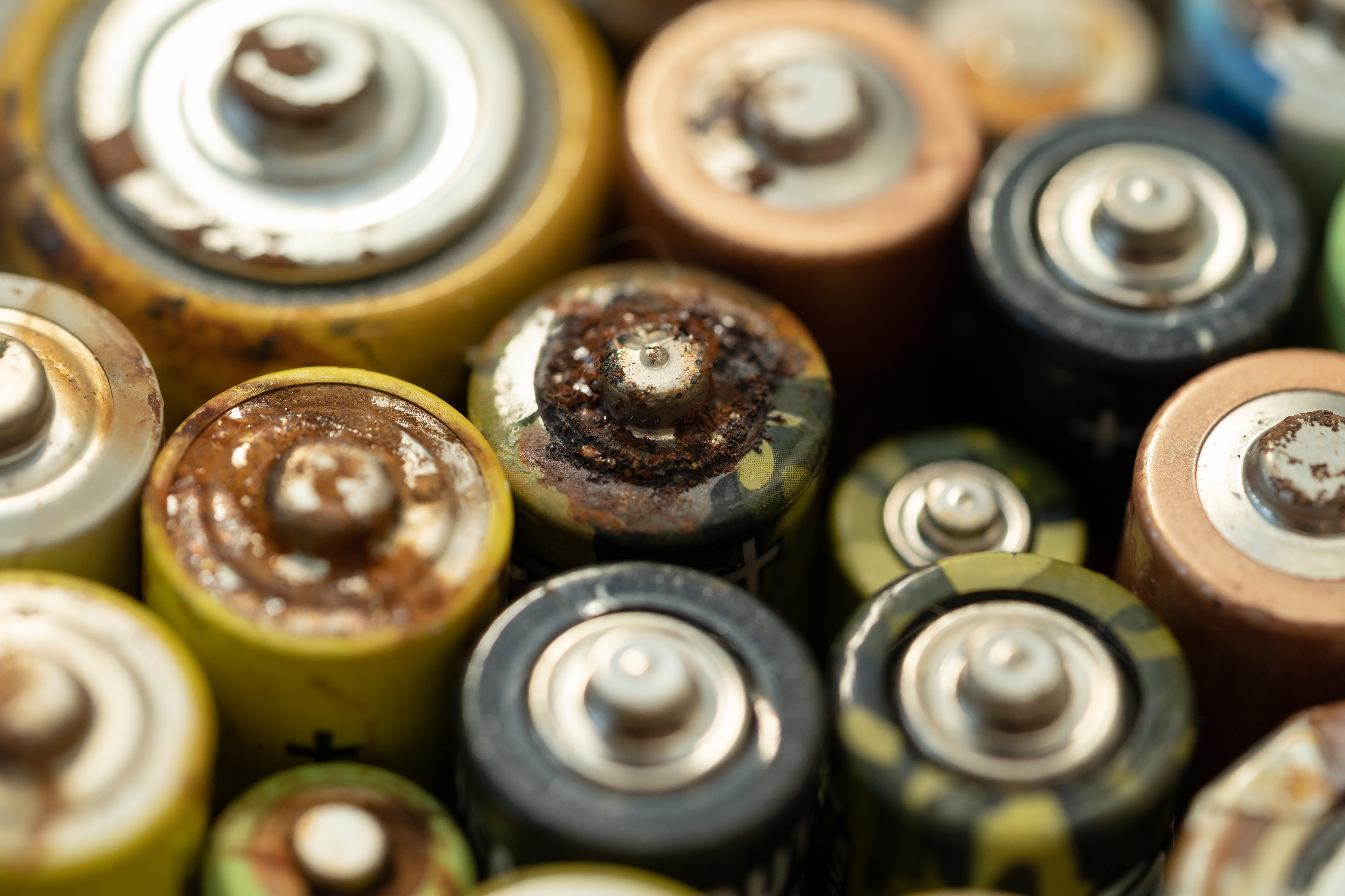 Large quantity of used batteries for disposal